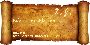 Kürthy János névjegykártya